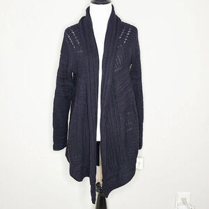 NWT Style & Co Black Knit Open Front Cardigan PL